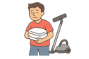 家事に追われる休日のイラスト